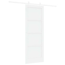Porte coulissante avec ensemble de matériel blanc 78x211 cm en bois massif de pin 