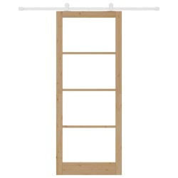 Porte Coulissante avec Set de Quincaillerie 'ORKDAL'Bois Massif & Verre 