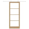 Porte Coulissante avec Set de Quincaillerie 'ORKDAL'Bois Massif & Verre 