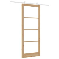 Porte Coulissante avec Set de Quincaillerie 'ORKDAL'Bois Massif & Verre 