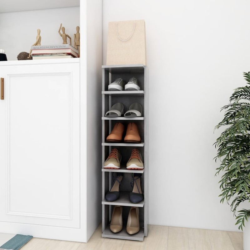 Armoire à chaussures Gris béton 27,5x27x102cm Bois d'ingénierie Armoire à chaussures Gris béton 27,5x27x102cm Bois d'ingénierie