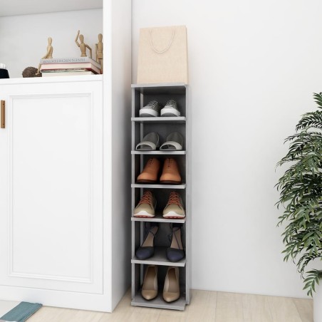 Armoire à chaussures Gris béton 27,5x27x102cm Bois d'ingénierie 