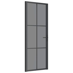 Porte intérieure 76x201,5 cm Noir Verre ESG et aluminium 
