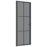 Porte intérieure 76x201,5 cm Noir Verre ESG et aluminium 