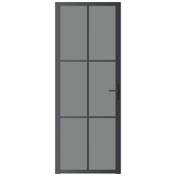 Porte intérieure 76x201,5 cm Noir Verre ESG et aluminium 