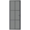 Porte intérieure 76x201,5 cm Noir Verre ESG et aluminium 