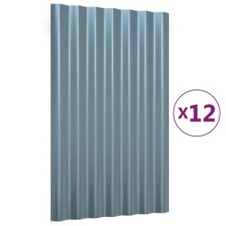 Panneaux de toit 12 pcs Acier enduit de poudre Gris 60x36 cm 