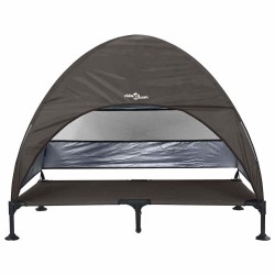 Lit pour chien surélevé avec toit amovible Marron XL Acier 