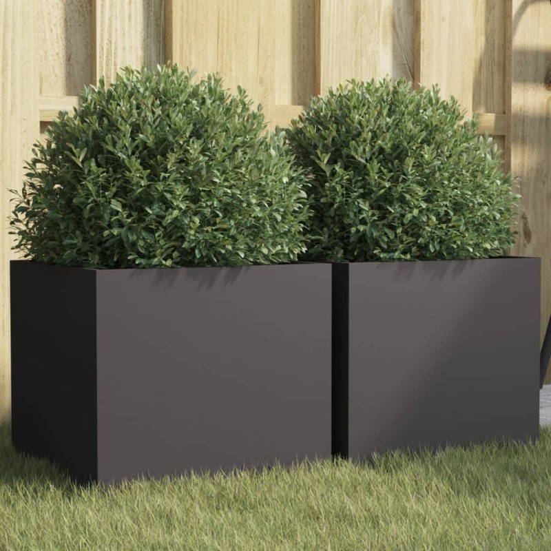 Jardinières 2 pcs noir 32x30x29 cm acier Jardinières 2 pcs noir 32x30x29 cm acier