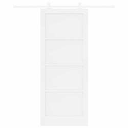 Porte coulissante avec kit de matériel blanche 86x211 cm en bois massif de pin 