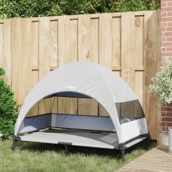 lit pour chien surélevé avec toit amovible gris argent XL acier 