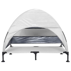 lit pour chien surélevé avec toit amovible gris argent XL acier 