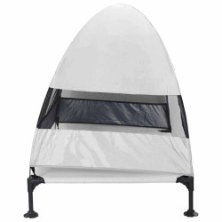 lit pour chien surélevé avec toit amovible gris argent XL acier 