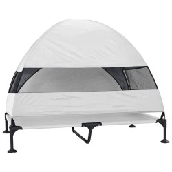 lit pour chien surélevé avec toit amovible gris argent XL acier 