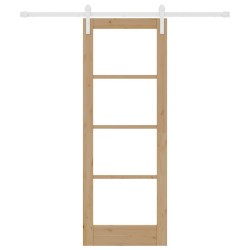 Porte coulissante avec kit de quincaillerie "ORKDAL" Bois massif & verre 