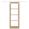 Porte coulissante avec kit de quincaillerie "ORKDAL" Bois massif & verre 