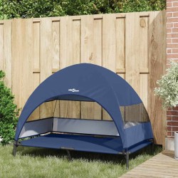 Lit pour chien surélevé avec toit amovible bleu marine XL Acier 