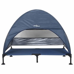 Lit pour chien surélevé avec toit amovible bleu marine XL Acier 