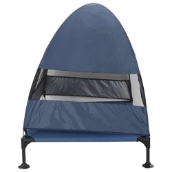 Lit pour chien surélevé avec toit amovible bleu marine XL Acier 