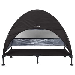 Lit surélevé pour chien avec toit amovible Noir XL Acier 
