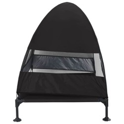 Lit surélevé pour chien avec toit amovible Noir XL Acier 