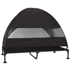 Lit surélevé pour chien avec toit amovible Noir XL Acier 
