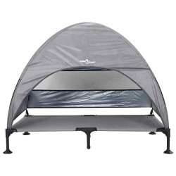Lit pour Chien Surélevé avec Toit Amovible Gris Clair XL Acier 