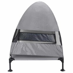 Lit pour Chien Surélevé avec Toit Amovible Gris Clair XL Acier 