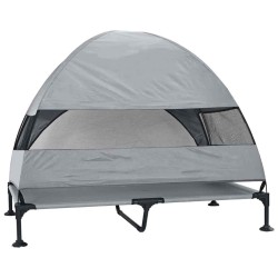 Lit pour Chien Surélevé avec Toit Amovible Gris Clair XL Acier 