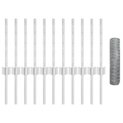 Poteaux de clôture 11 pcs U-Channel 40 cm en acier galvanisé 