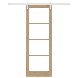 Porte coulissante avec kit de quincaillerie 'ORKDAL'Bois massif et verre 
