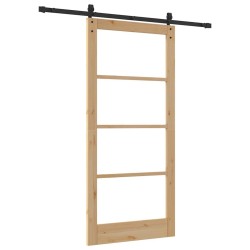 Porte coulissante avec quincaillerie 'ORKDAL'Bois massif et verre 