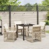 Ensemble de salle à manger de jardin 5 pièces avec coussins beige poly rattan 