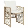Ensemble de salle à manger de jardin 5 pièces avec coussins beige poly rattan 