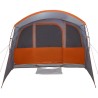 Tente de famille avec des fenêtres et un tunnel gris et orange, pour 8 personnes, imperméable. 