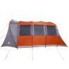 Tente de famille avec des fenêtres et un tunnel gris et orange, pour 8 personnes, imperméable. 