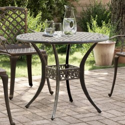 Table de jardin bronze Ø90x75 cm aluminium coulé 