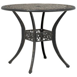 Table de jardin bronze Ø90x75 cm aluminium coulé 