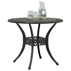 Table de jardin bronze Ø90x75 cm aluminium coulé 