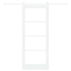 Porte coulissante avec kit 'ORKDAL'Bois massif blanc et verre 