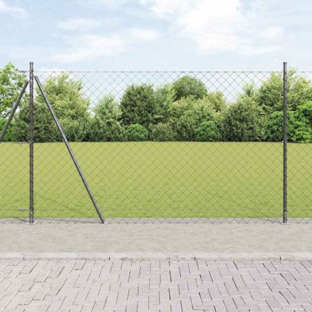 Jeu de Poteaux de Clôture Argent 25 x 1.5 m Acier galvanisé 