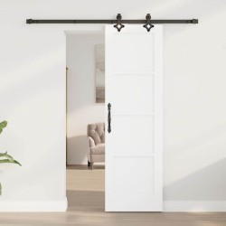 Porte coulissante avec quincaillerie blanche 61x198,5 cm en pin massif 