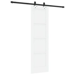 Porte coulissante avec quincaillerie blanche 61x198,5 cm en pin massif 