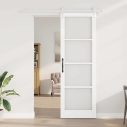 Ensemble de Porte Coulissante avec Quincaillerie Blanche 78x232 cm Bois Massif Pin 