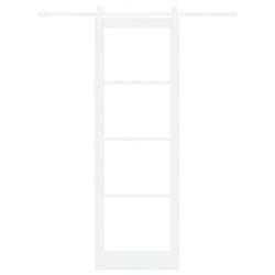 Ensemble de Porte Coulissante avec Quincaillerie Blanche 78x232 cm Bois Massif Pin 