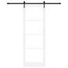 Porte coulissante avec quincaillerie blanche 83 x 232 cm en bois massif de pin 