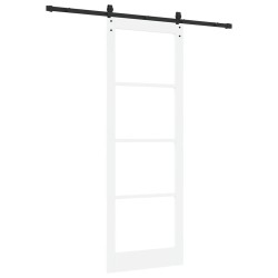 Porte coulissante avec quincaillerie blanche 83 x 232 cm en bois massif de pin 