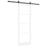 Porte coulissante avec quincaillerie blanche 83 x 232 cm en bois massif de pin 