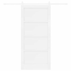 Porte coulissante avec kit matériel Blanc 93x202 cm Bois massif Pin 