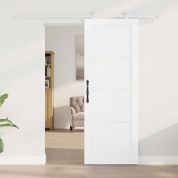 Porte coulissante avec kit de quincaillerie 'ORKDAL'Blanc en pin massif 